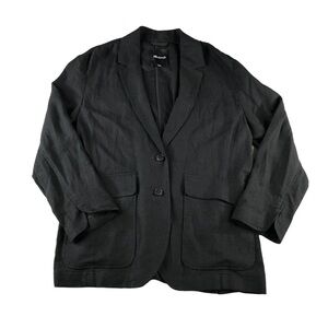 Madewell Breezewoven Larson Blazer Black Linen Blend NF481